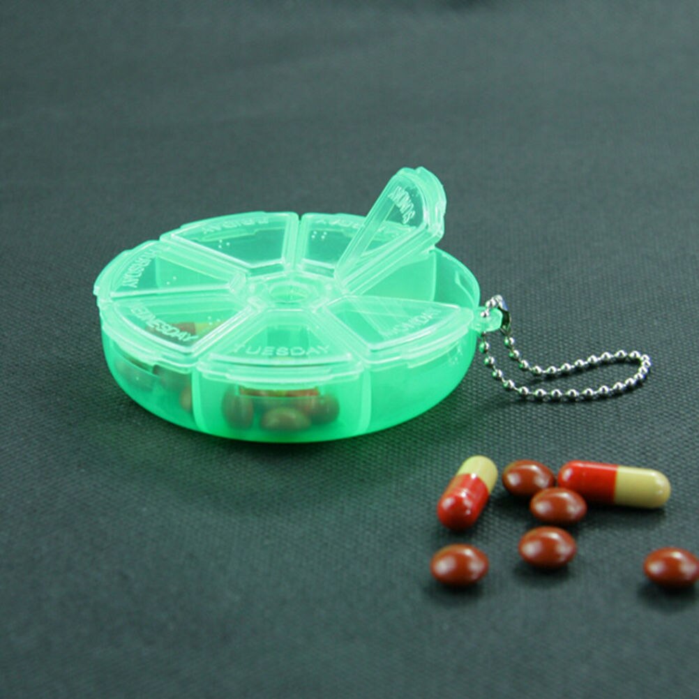 7 Days Weekly Pill Box Dispenser Round Tablet Pill Holder Dispenser Solitters Box For Travelling Organizer Container