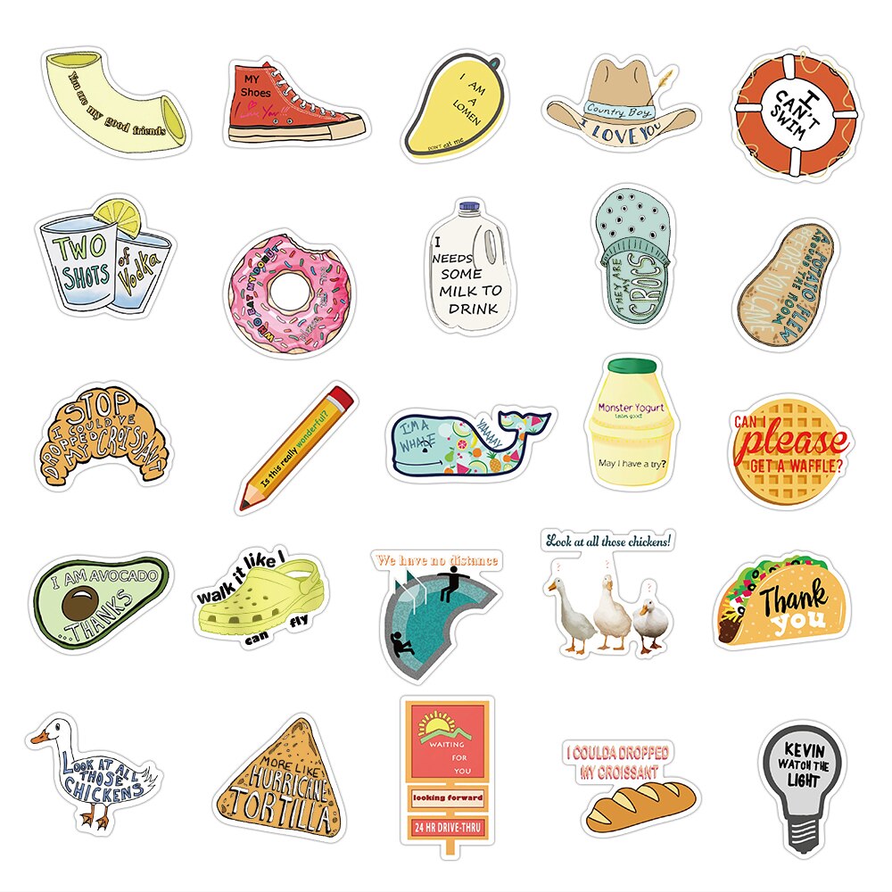 50 PCS Cartoon Simple VSCO Girls Kawaii Stickers For Chidren Toy Waterproof Sticker to DIY Laptop Bicycle Helmet Car Decals