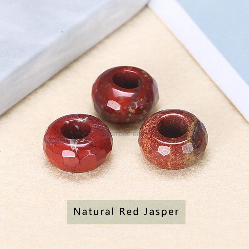 10 pz/lotto sfaccettato naturale grande foro agata perline abaco pietra naturale dimensioni 13x7mm per la creazione di gioielli collana foro 6mm all'ingrosso: Natural Red Jasper