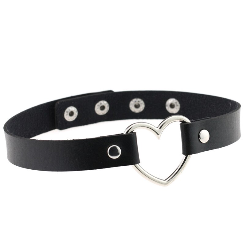 Gothic Punk Ketting Harajuku Multi Kleur Hart Met Lock Hanger Pu Lederen Choker Kraag Ketting Voor Vrouwen Meisjes Sieraden: 10