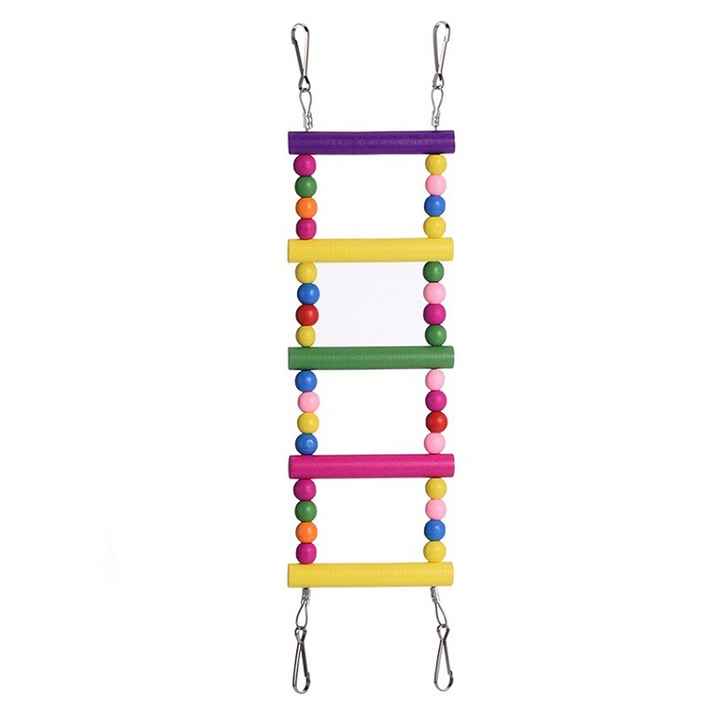 Échelle d'oiseau jouets pour perroquet animal de compagnie balançoires mâcher suspendu pont en bois arc-en-ciel échelle pour calopsitte Conure perruche aras Budgie: 5 Ladders