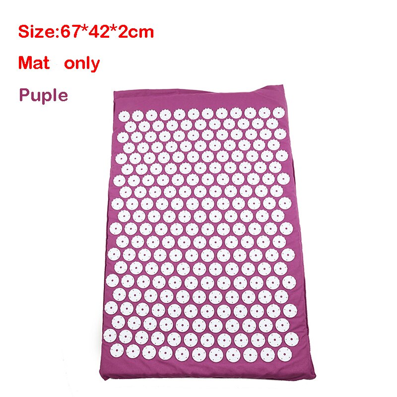 Cojín de masaje Yoga estera de acupresión cuello parte trasera del pie masajeador dolor alivio de estrés masaje con acupuntura Pad: Purple mat only