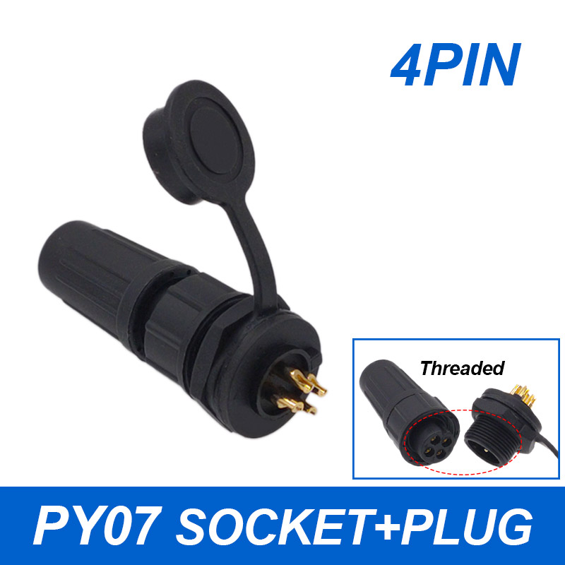 Waterproof connector plastic plug socket IP67 PY07 Z108 butt connector 2pin 3pin 4pin 5pin 6pin 7pin 8pins: Red