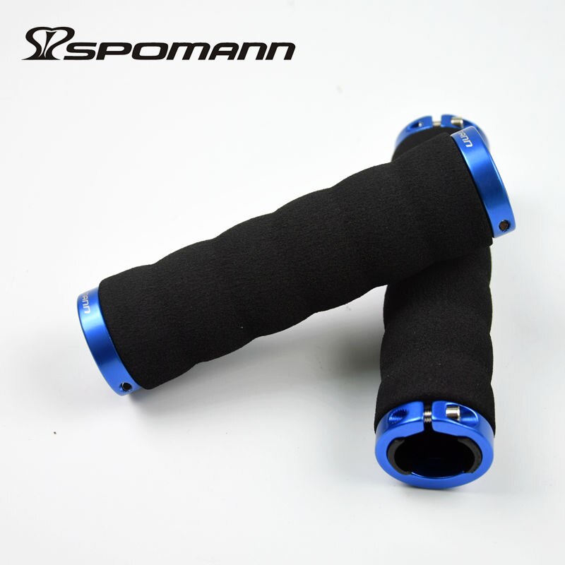 SPOMANN Soft Sponge Cycling Handlebar Grips MTB Road bicycle Alloy Integrated Lockable Grip Manopla Bike Bicicleta Parts 100g