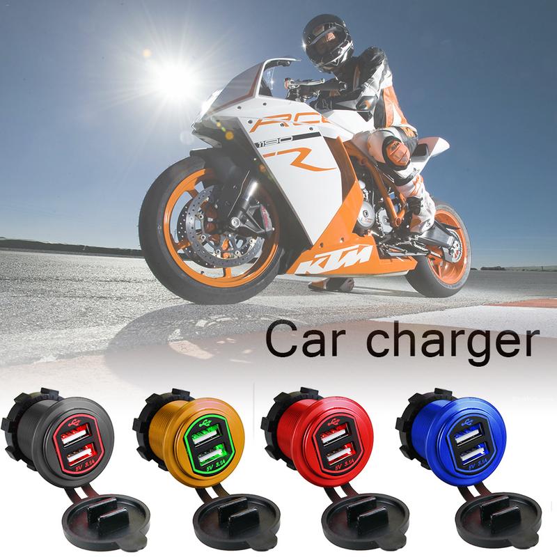 Metalen aluminium behuizing 3.1a snelladende dubbele usb-autolader gemodificeerde motorfiets autolader aluminium motorfietsaansluiting