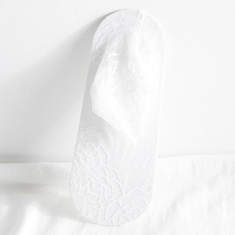 Kvinder blonder sokker forår sommer sokker kvindelige blonder ankelstrømper gennemsigtig tynd koreansk stil: Hvid