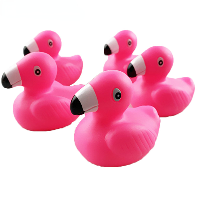 Mini Rubber Floating Squeaky Sound Duck 10pcs Flamingo Bath Toys Baby Summer Water Rubber Toys