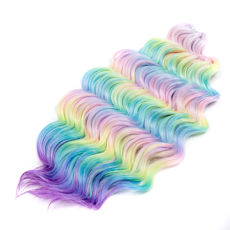 Extensiones de cabello trenzado de arcoíris, pelo sintético ondulado profundo, Passion Twist, Crochet, 24 pulgadas/60cm, ombré, marrón, Rubio