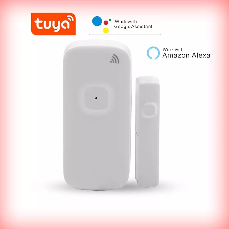 Tuya dørsensor med batteri genopladningsport trådløs magnetisk vinduesdetektor magnetkontakt åben alarm smart life alexagoogle