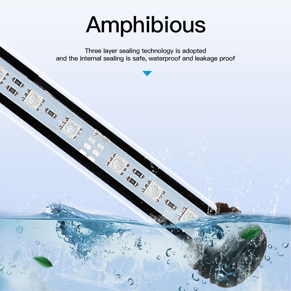 Vandtæt akvarie akvarium led lys strip led lampe rgb farve skiftende fjernbetjening undervands baggrundsdekor belysning