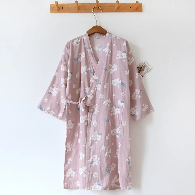 Albornoz tipo kimono de algodón para mujer, ropa de casa holgada, pijamas, batas para mujer, cárdigan estampado multicolor, ropa para dormir, bata para mujer