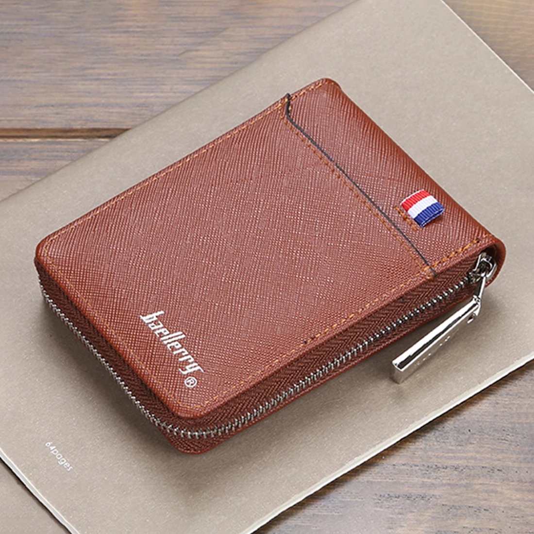 Wallet Men's Short Small Multifunctional Hand Card Holder PU Business Zipper Purse High Casual