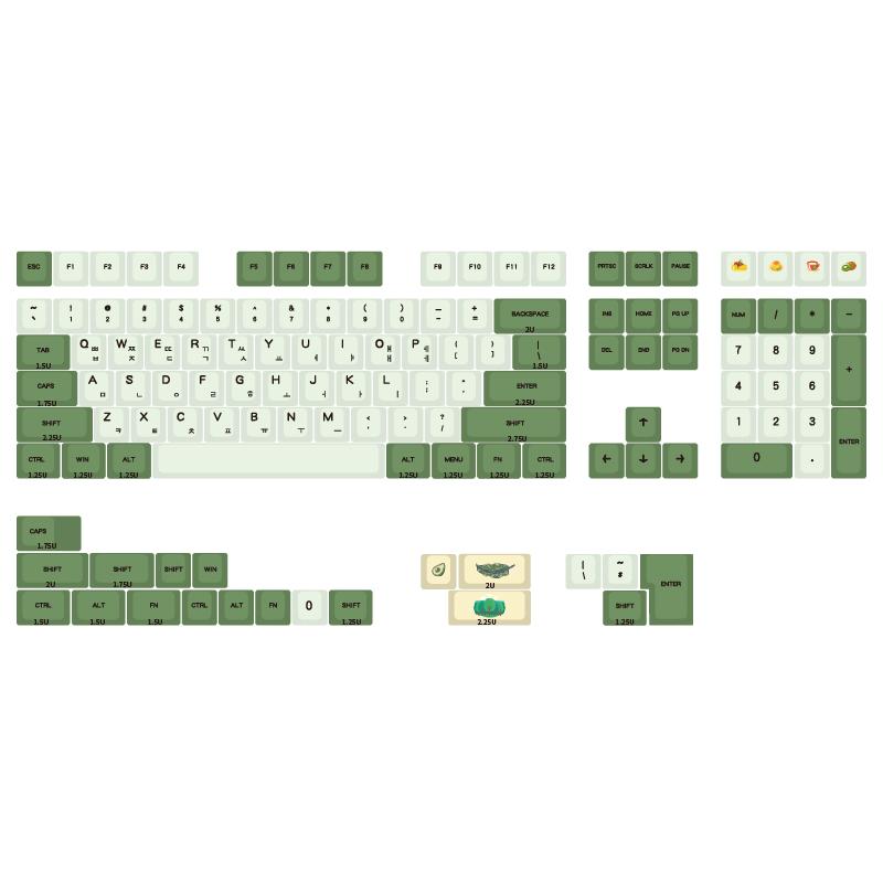 PBT Keycaps Matcha Theme OEM Profile Japanese Korean Russian Characters For MX Switch Mechanical Keyboard 61 64 68 75 84 87 104: Korean