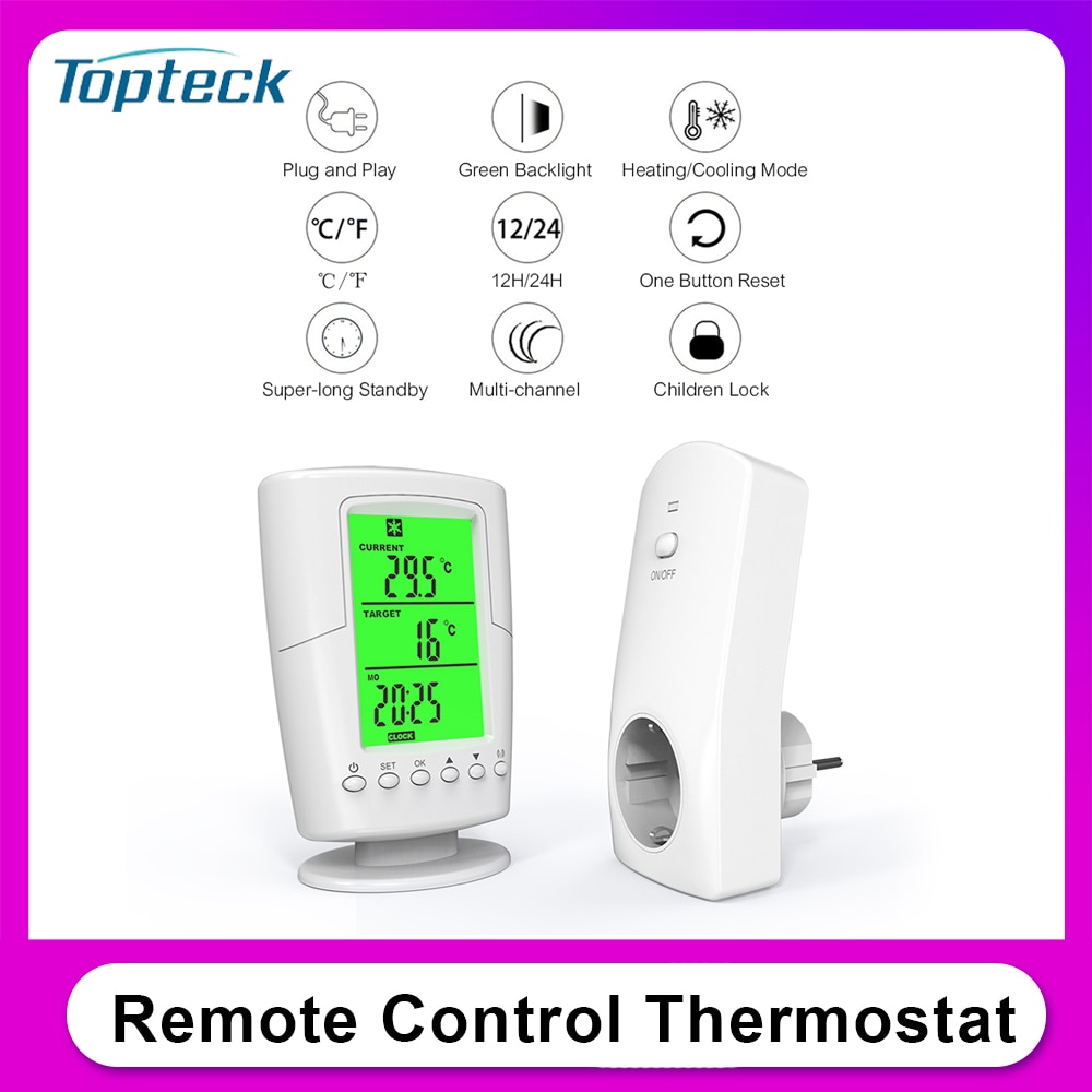 Smart Programmeerbare Draadloze Afstandsbediening Thermostaat + Plug In Socket Verwarming Koeling Programma Temperatuurregelaar