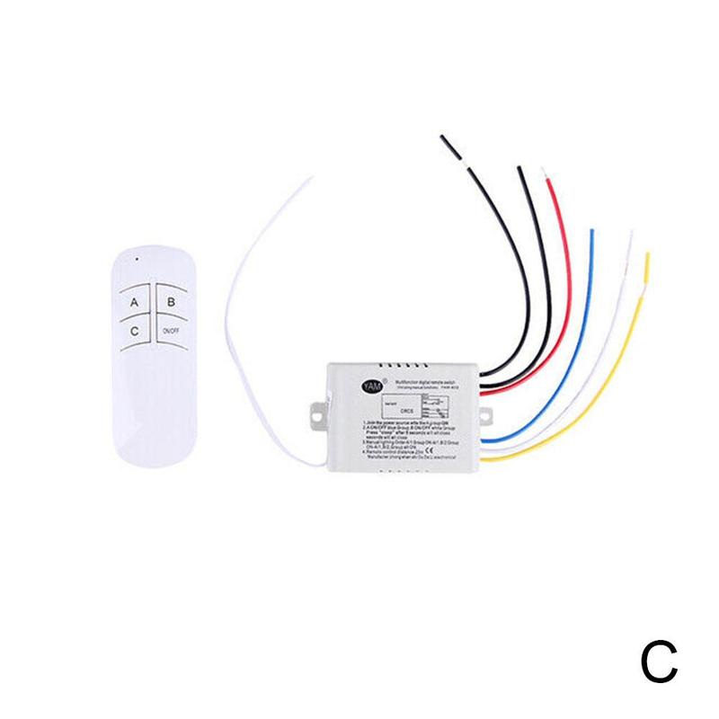 1/2/3 Port Wireless Remote Control Switch ON/OFF 220V Wall Remote Light Digital Switch Receiver Lamp Transmitter Wireless N4J2: C