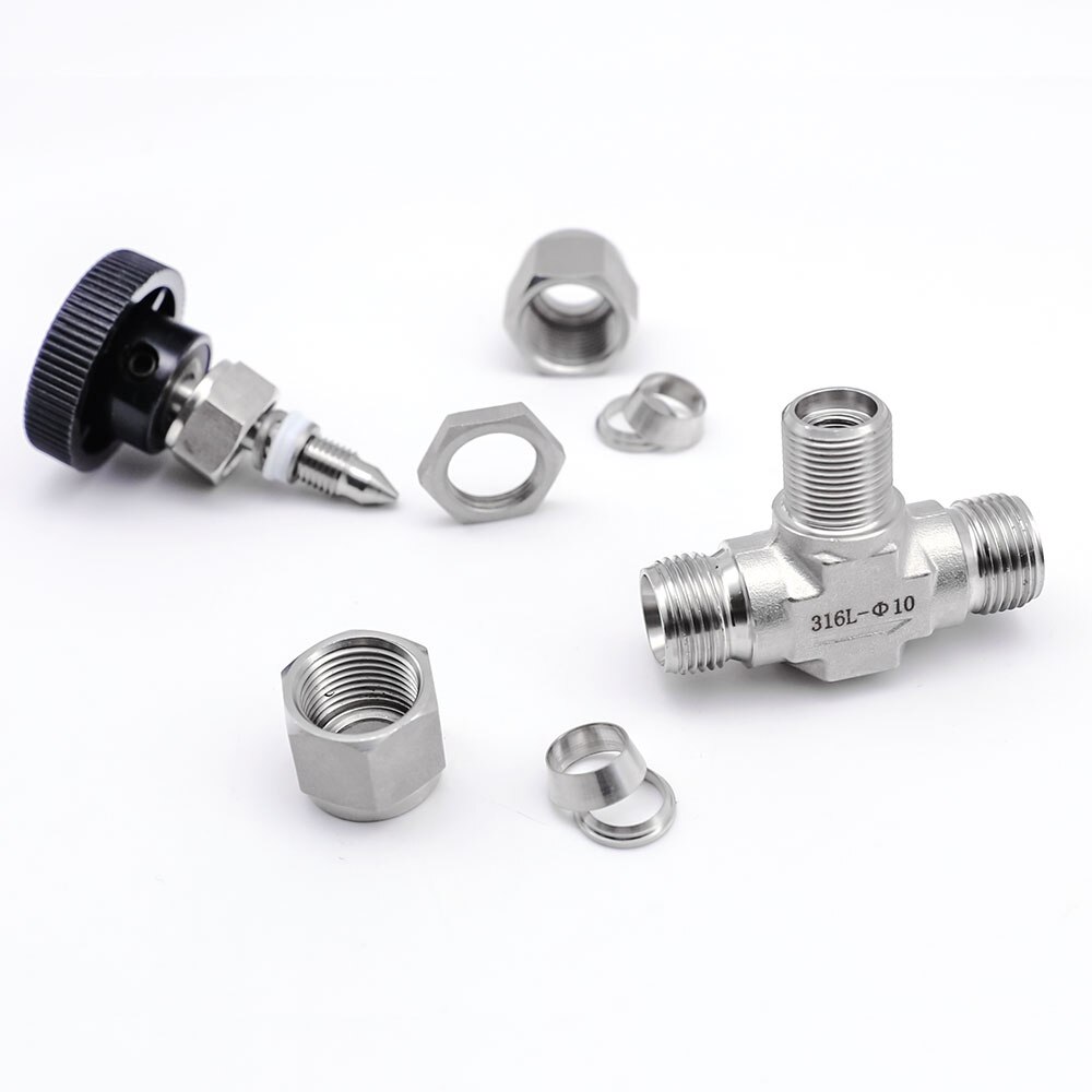 1/8" 1/4" 3/8" 1/2" Inch Tube OD SS304 316 Plastic Handle Compression Connector Fitting Kitchen Shutoff Switch Ball Needle Valve