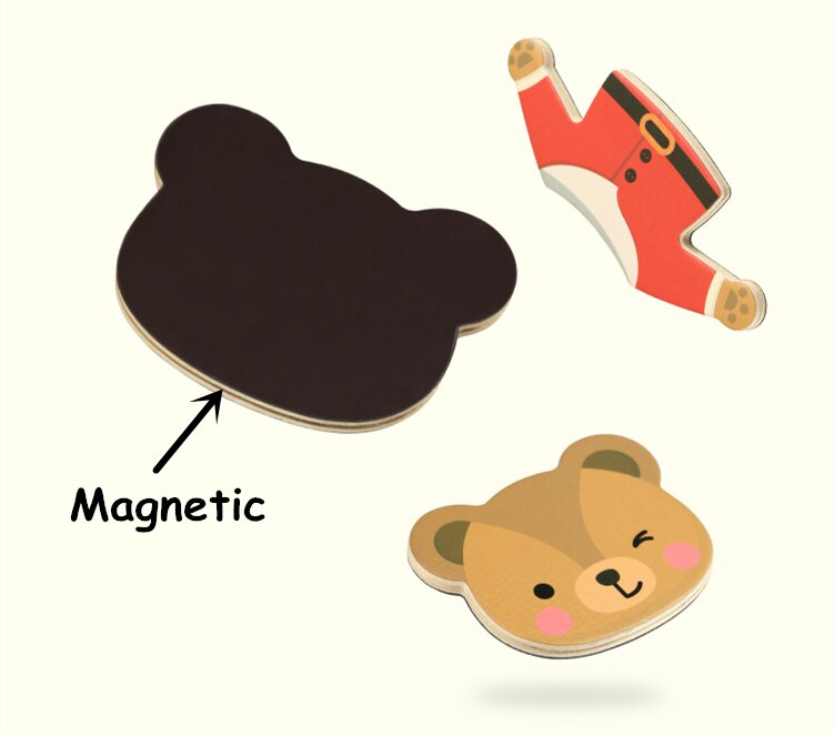 Baby Speelgoed 6 Kleding Magnetische Puzzels Beer/Beroep Jurk Veranderen Houten Speelgoed Voor Kinderen Dressing Jigsaw Doos Educatief