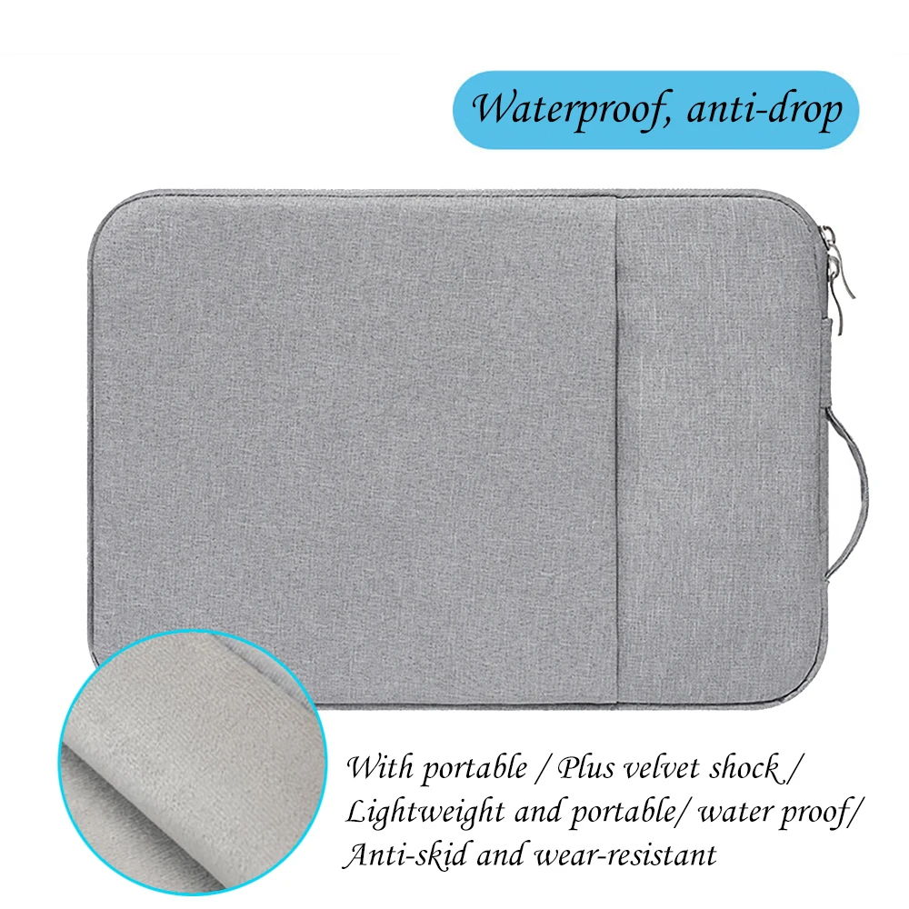 Funda para portátil HP 13,3 "13,5" 14 "15,6" 16 "con maletín de bolsillo con asa Funda impermeable para HP 11,6 "12,5" Funda: 13,3 pulgadas / Gris