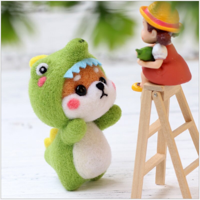 Handmade diy material package with wool felt poke and poke music cute pet puppy cute pet bunny series combination