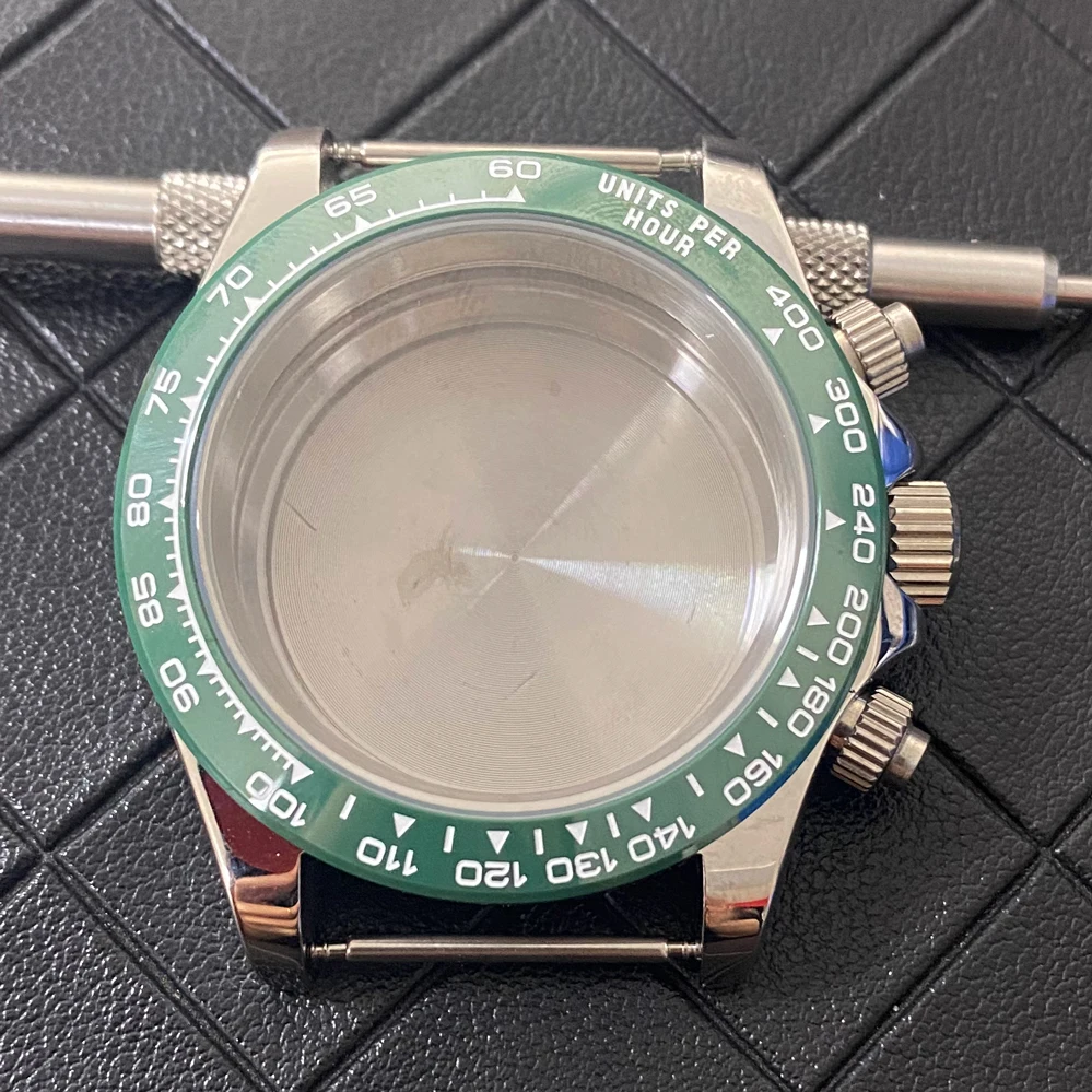 Caja de reloj VK63 modificada, caja de reloj de acero con cristal de zafiro, bisel de cerámica, accesorios de reloj para hombre para movimiento de cuarzo VK63: RED