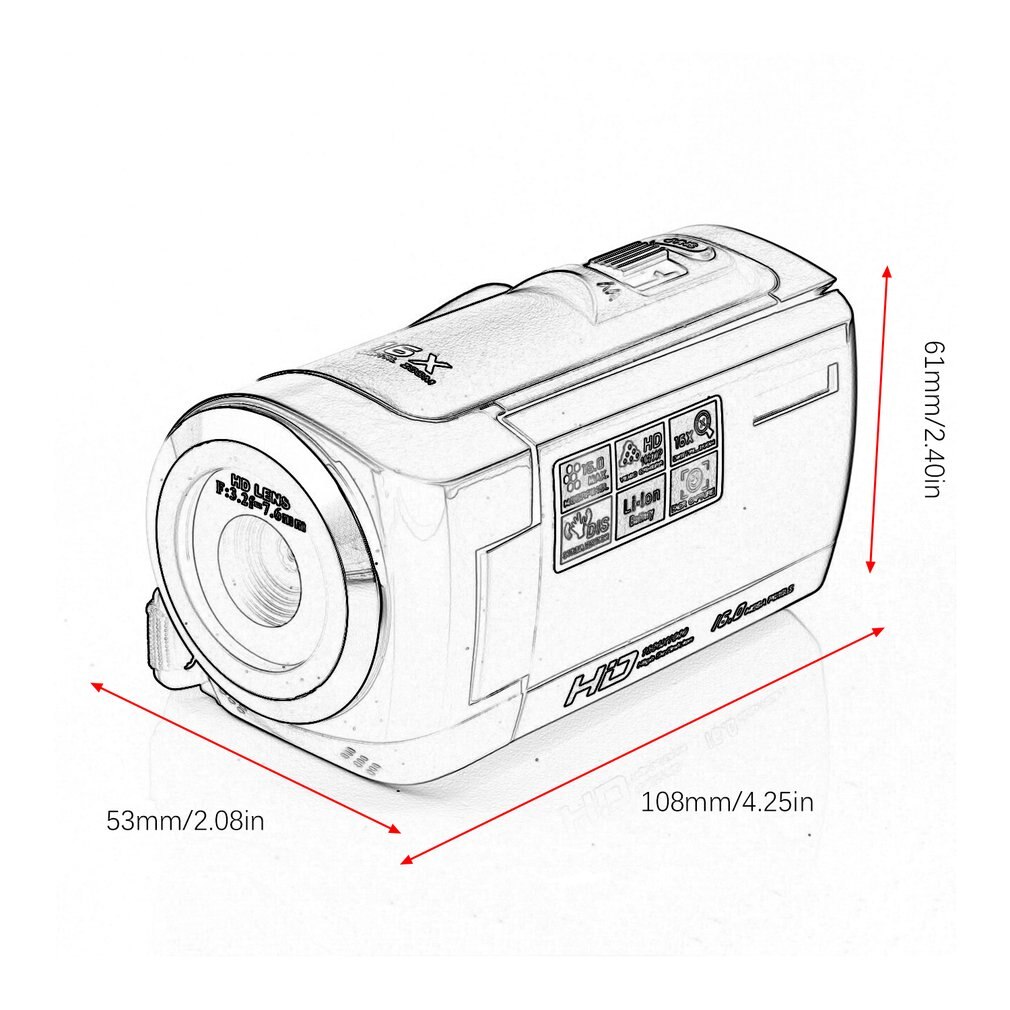 HD 1080P Digital Camera HDV Video Camera Camcorder 16MP 16x Zoom COMS Sensor 270 Degree 2.7 inch TFT LCD Screen