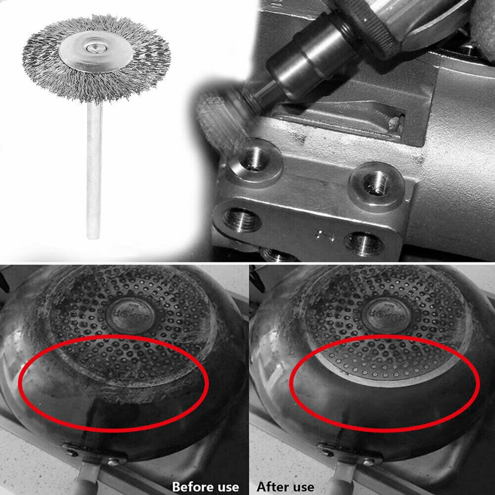 20 Uds. De brochas de alambre de acero, herramientas rotativas de Pulido de metales redondas, accesorios de soldadura para afilar y quitar el polvo, taladro para limpieza y eliminación de óxido