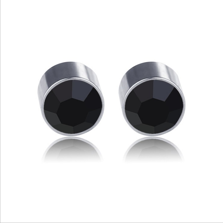 Aretes magnéticos de tendencia simple viento frío imán de hombres y mujeres piedra sin orejas personalidad clip de oreja hombres de material de cobre de la oreja: 6mm Black