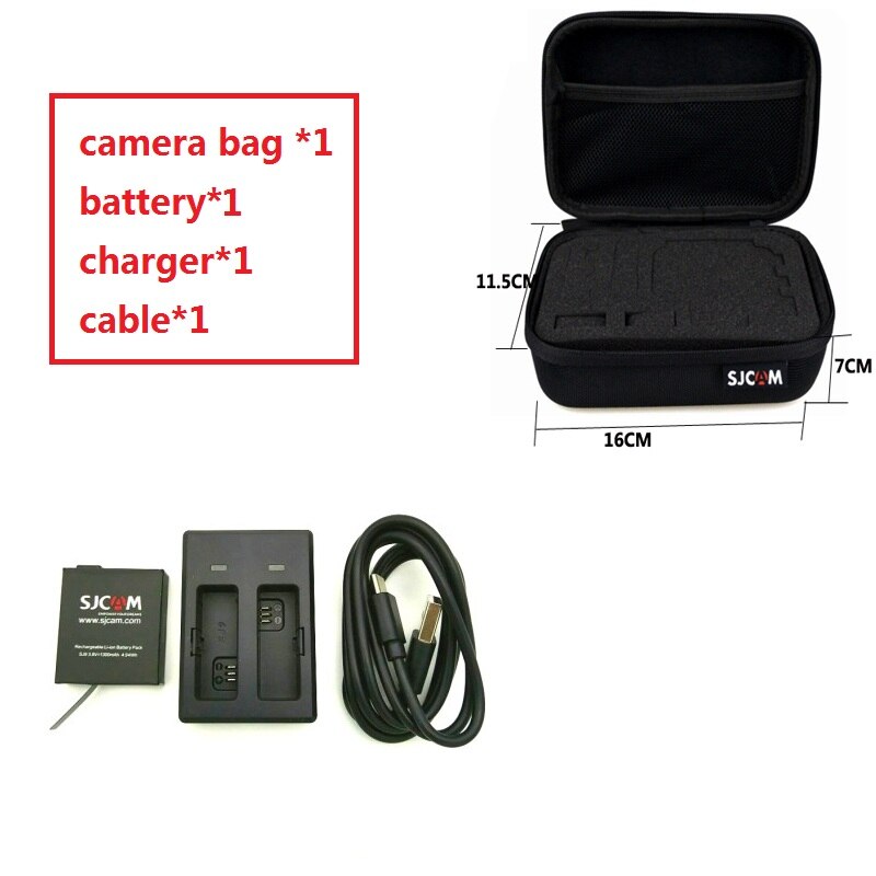 SJCAM SJ9 Accessories storage Bag Original Batteries Rechargable Battery Dual Charger For SJ9 Strike/ SJ10 Pro Action Camera Bag: B combination