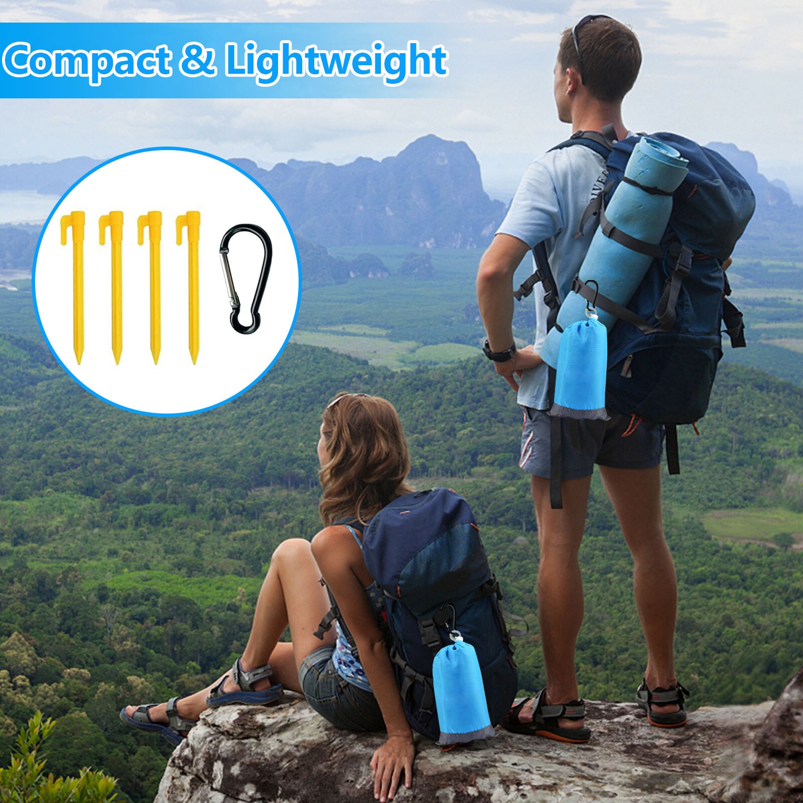 Coperta da spiaggia portatile impermeabile a prova d'umidità stuoia da Picnic all'aperto con borsa picchetti moschettone per campeggio spiaggia escursionismo 79x83in