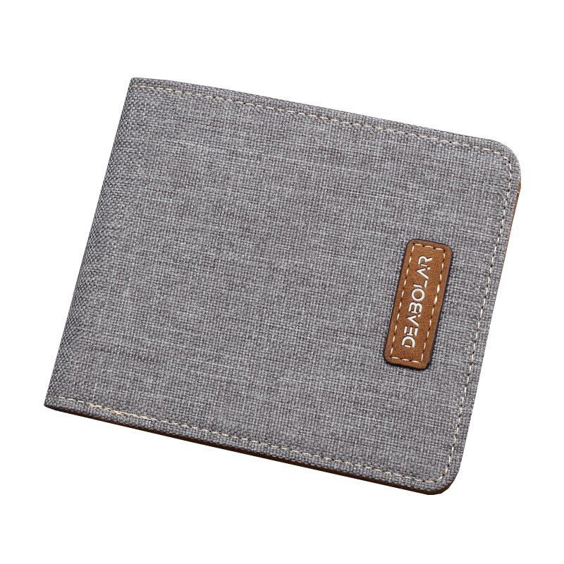 Men's Short Wallet Student Casual Canvas Wallet Horizontal Ultra-thin Simple Purse Multi-card Credit Card Holder Male Purses Bag: Gray-01