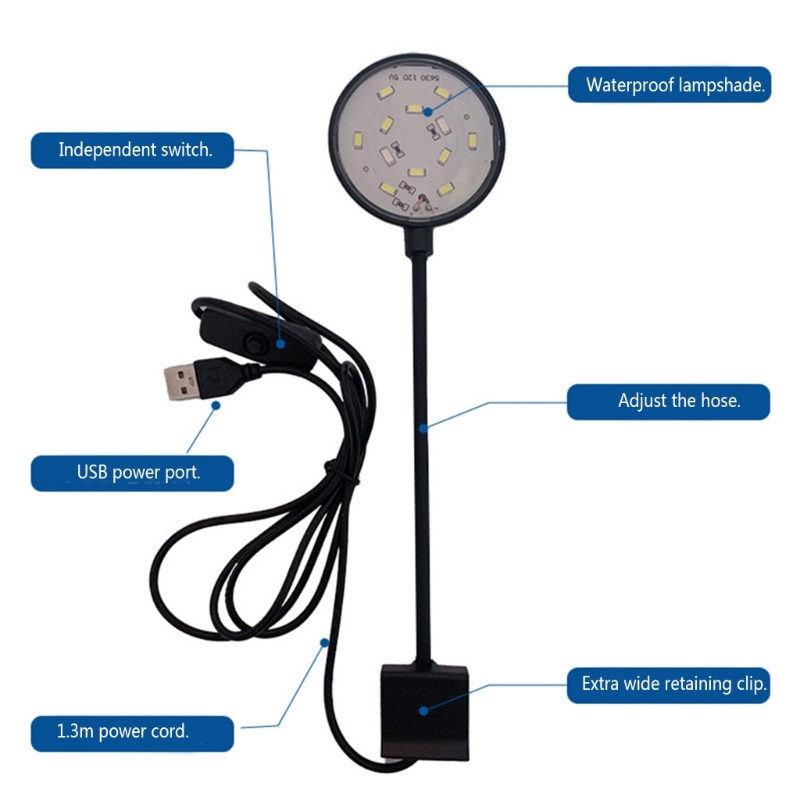 Luz de acuario con Clip LED para peceras con interruptores de alimentación separados, ahorro de energía, alto brillo, sin parpadeo