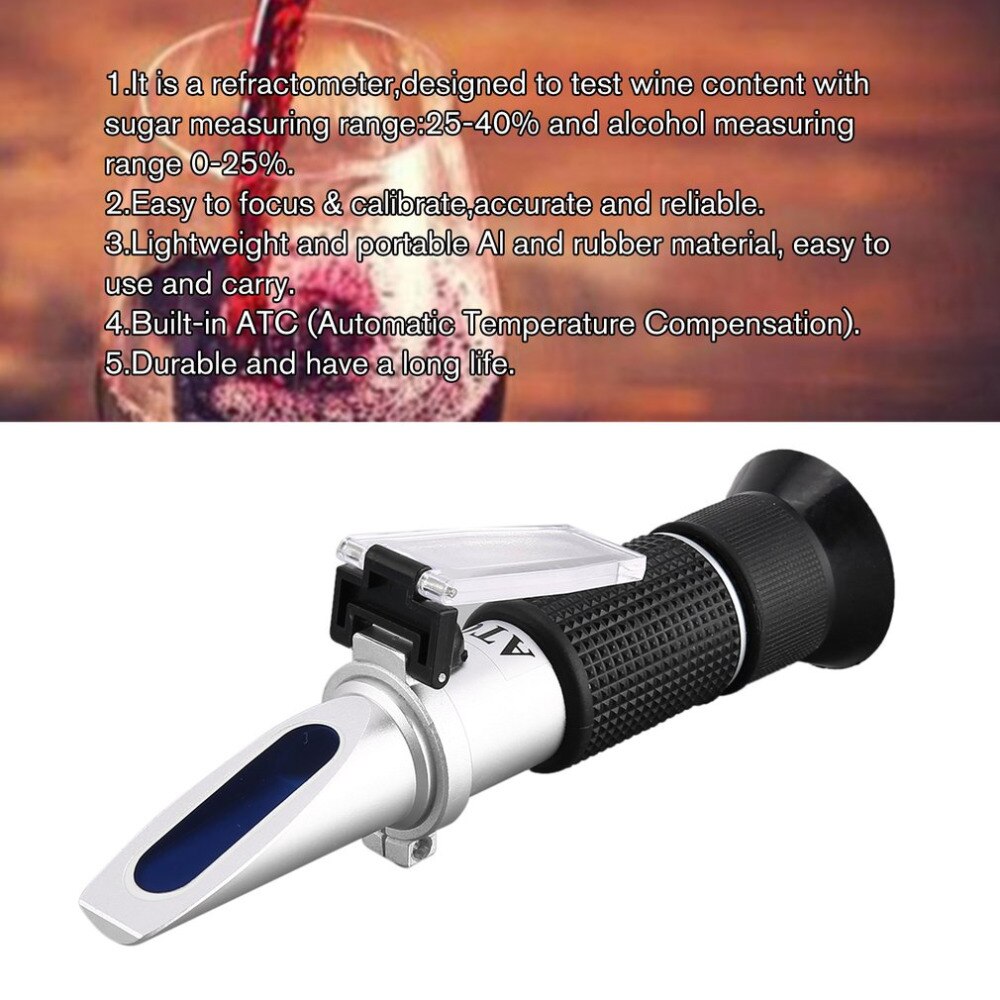 Håndholdt refraktometer 25-40%  sukker 0-25%  alkoholkoncentration optisk vinindholdsmåler mini-atc-målingstester