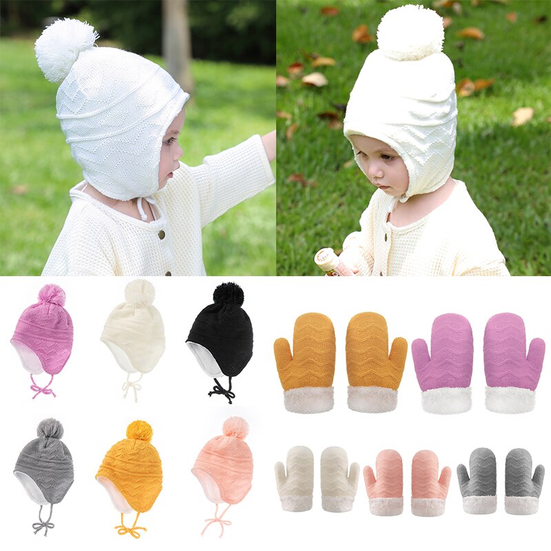 Gants en cachemire pour enfants de 1 à 3 ans, ensemble deux pièces en velours pour garçons et filles de 4 à 6 ans