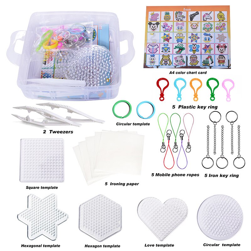 Jinletong 9600 Stuks Hama Kralen 5Mm Set Zekering Kralen 12 Kleuren Met Pegboards En Sjablonen, Pincet, strijken Papier Puzzels Voor Kinderen