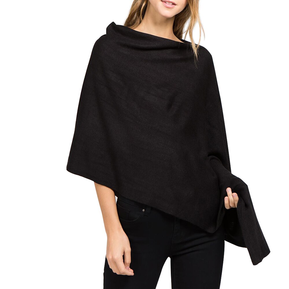 polyvalent châle couleur unie infini écharpe châles multi-fonction pull pull grande taille personnes anniversaire: Black