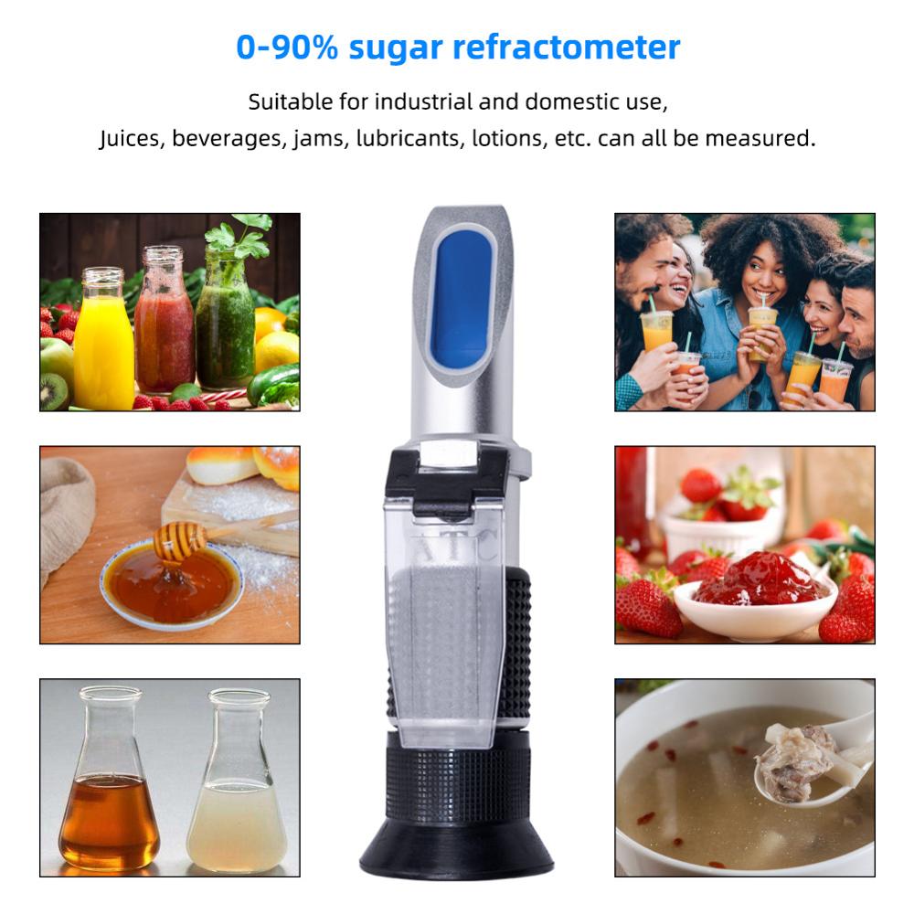 Refractómetro portátil para brix, Refractómetro con contenido de azúcar de miel, herramienta de medición específica, 0-90%