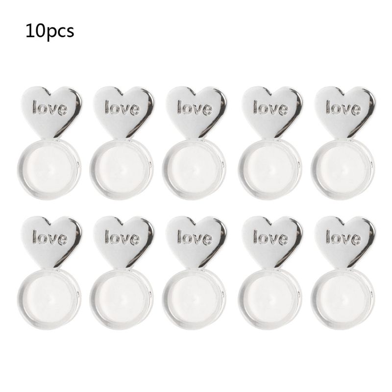 Boucles d'oreilles en forme de cœur réglables hypoallergéniques, 10 pièces, soutien pour dos: S