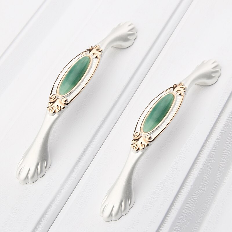 European Gold Ceramic Single Hole / Double Hole Furniture Drawer Handle Kitchen Wardrobe Cabinet Door Handle Furniture