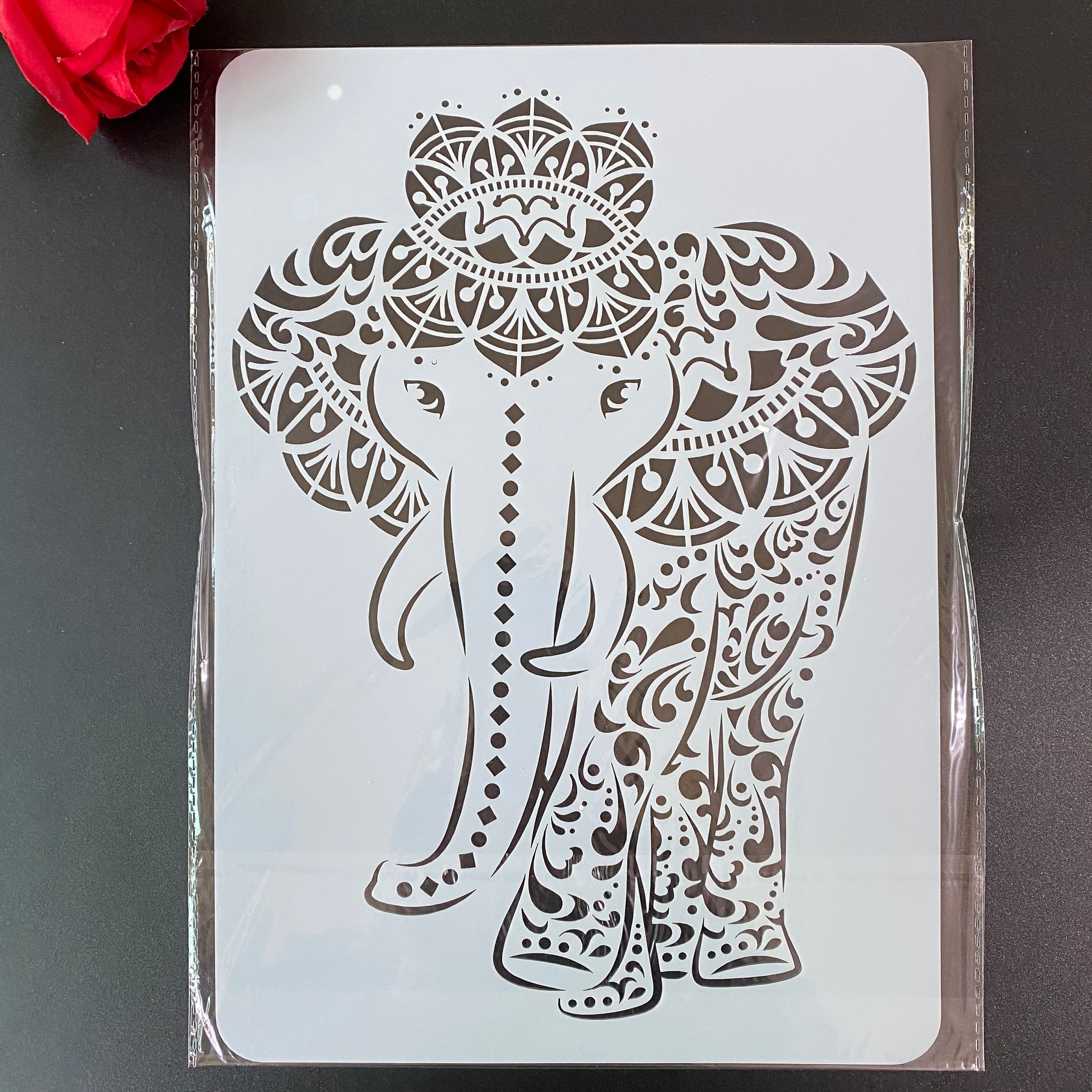 4 Stks/set A4 Mandala Olifant Stencils Schilderij Kleuring Embossing Scrapbook Album Decoratieve Template Stencil Cn (Oorsprong)