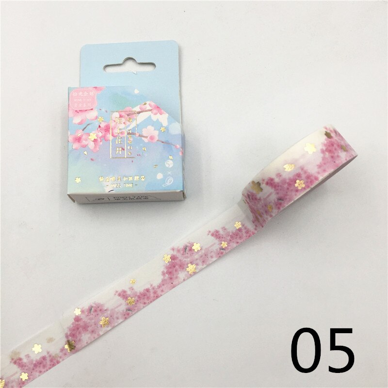 Cinta Washi romántica de estilo japonés, 15mm X 5m, Washi Tape Wave crane Sakura, cinta adhesiva decorativa para álbum de recortes, soporte escolar: 05