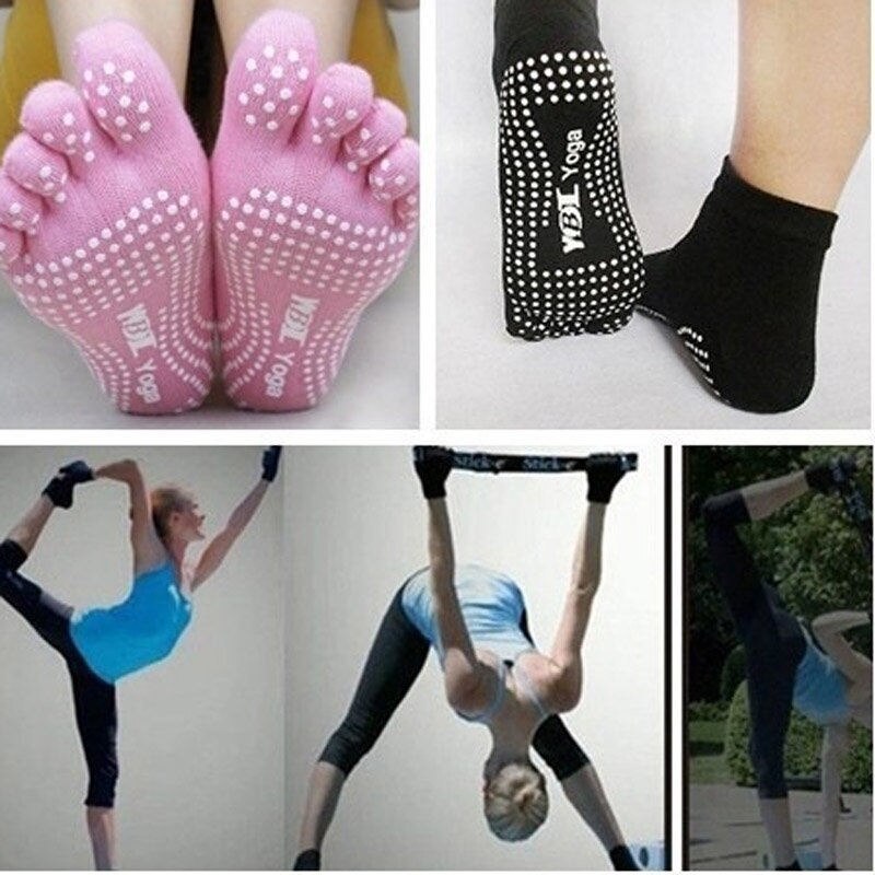 1 par kvinnor yoga strumpor halkfri massage gummi fitness varma strumpor gym dans sport träning barfota känsla