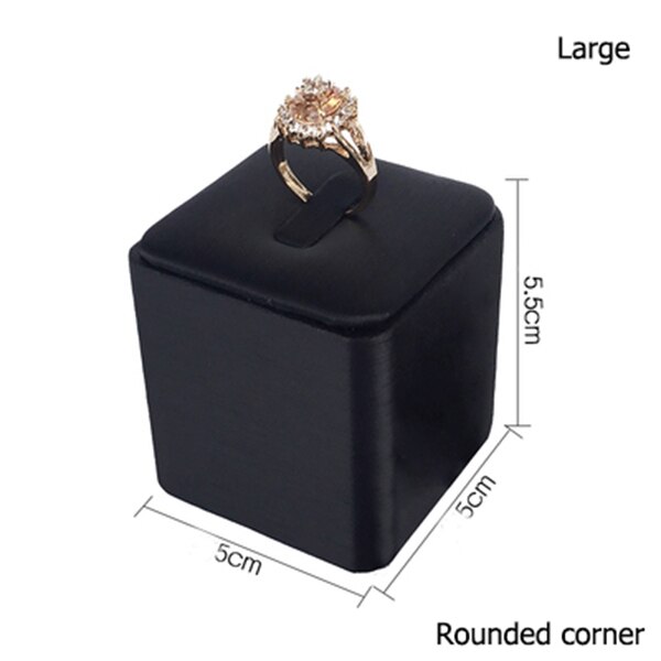 Jewelry Store Black PU Ring Display Holder Riser Jewellery Exhibition Rack Pawn Shop Counter Retail Showcase Stand Organizer: Rounded corner large