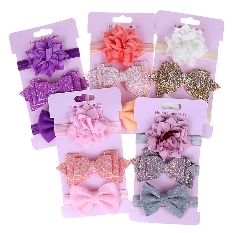 3Pcs/Lot Baby Headband Flower Bows Girl Newborn Hairband Hair Accessories