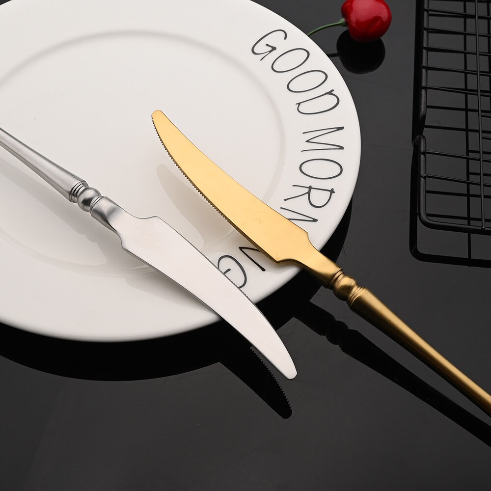 4/5 Pcs Royal Luxury 304 Stainless Steel Western Dinnerware Mate Silver Flatware Cutlery Tableware for Kitchen Hotel