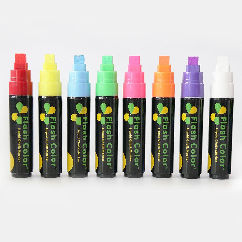 Flashcolor-rotuladores de tiza líquida de neón, 10mm, para tablero de escritura LED, plumas de escritura con efecto neón, 1 unids/lote, 8 colores