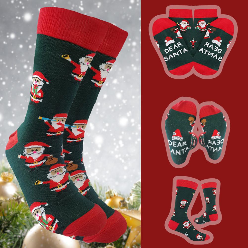 Chausette Femme estampado de Navidad mujeres señoras algodón medio tubo invierno Calcetines pantorrilla Calcetines Navideños