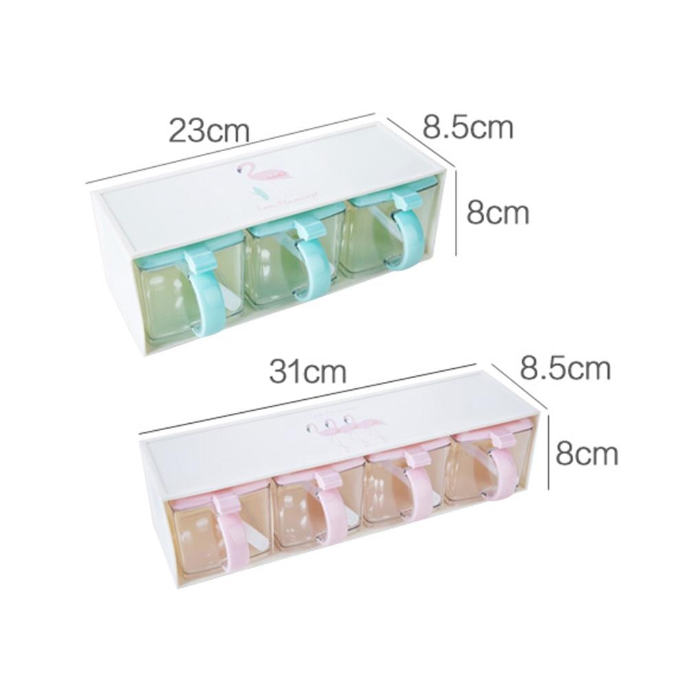 OTHERHOUSE 4Pcs Seasoning Box Jar Spice Rack Salt and Pepper Container Kitchen Spice Jars Boxes Cruet Seasoning Bottles Pot BBQ