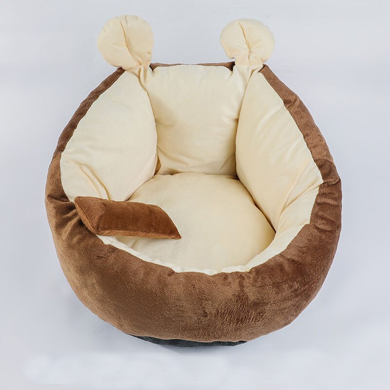Winter Warm Pet House Bed for Cats Soft Plush Puppy Dog Kennel Mat Chihuahua Kedi Gatos Beds Cats Products for Pets Pillow Home: Coffee-Plush / M-below 6.0kg