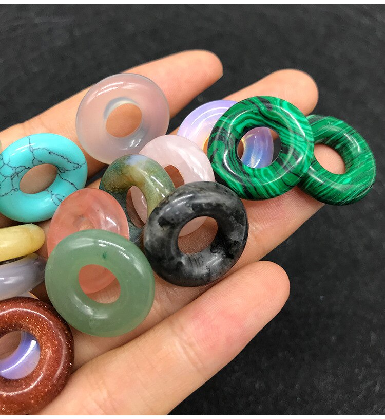 20mm 2 sztuk/paczka moda pokój klamra duże koraliki z dziurką Bagel z kamienia naturalnego 17 kolorów koraliki do wyrobu kolczyków