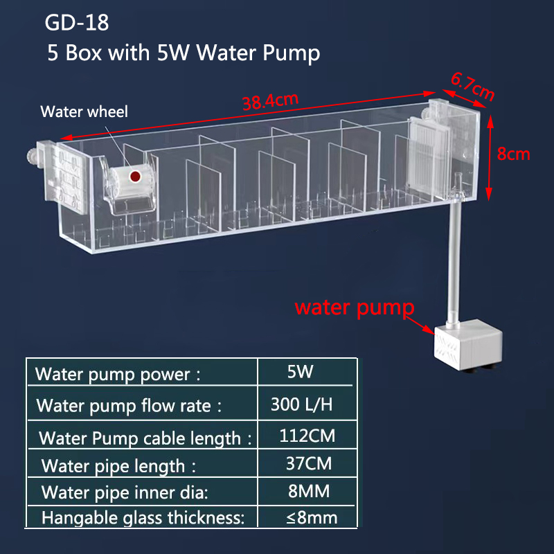 Aquarium Wasserfall Filter Box Wand Montiert Integrierte Stille Zirkulierende Wasser Reiniger Für Aquarium Tank Box Mit Wasser Pumpe: M / Rot